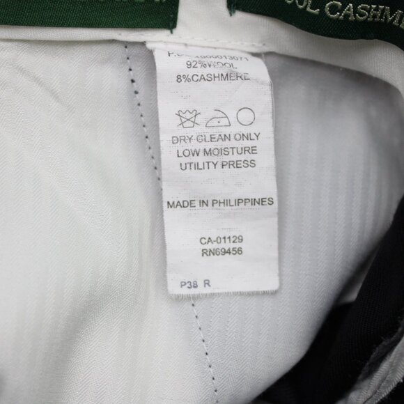 LAUREN Ralph Lauren Pants Mens 38x32 Black Wool/Cashmere Flat Front Cuffed - Picture 11 of 12